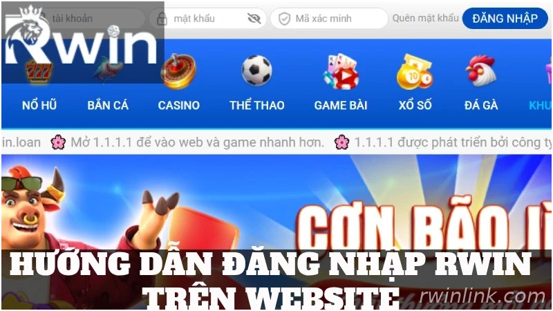 Truy cập tài khoản Rwin qua website