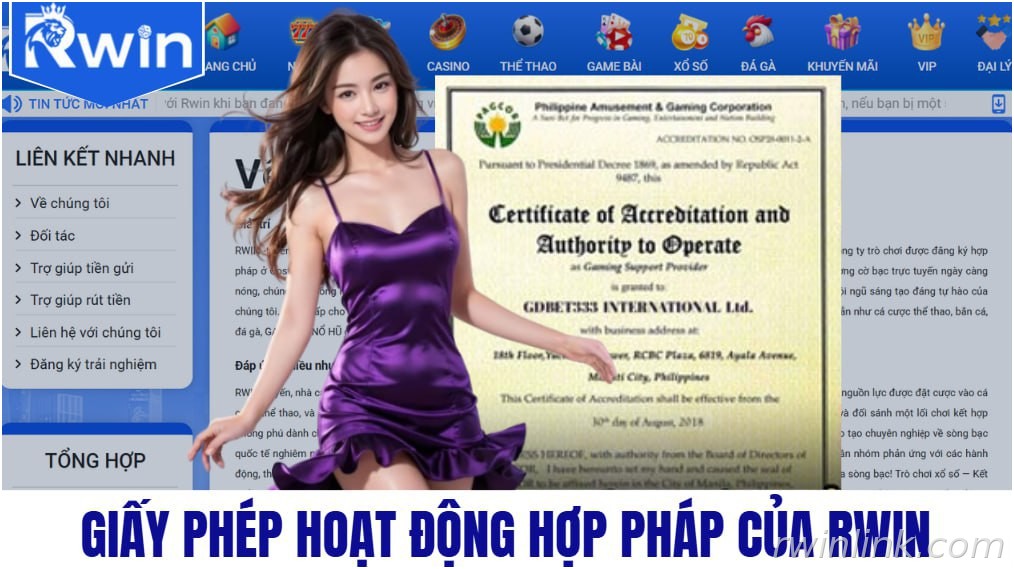 Giấy phép hoạt động hợp pháp của RWIN
